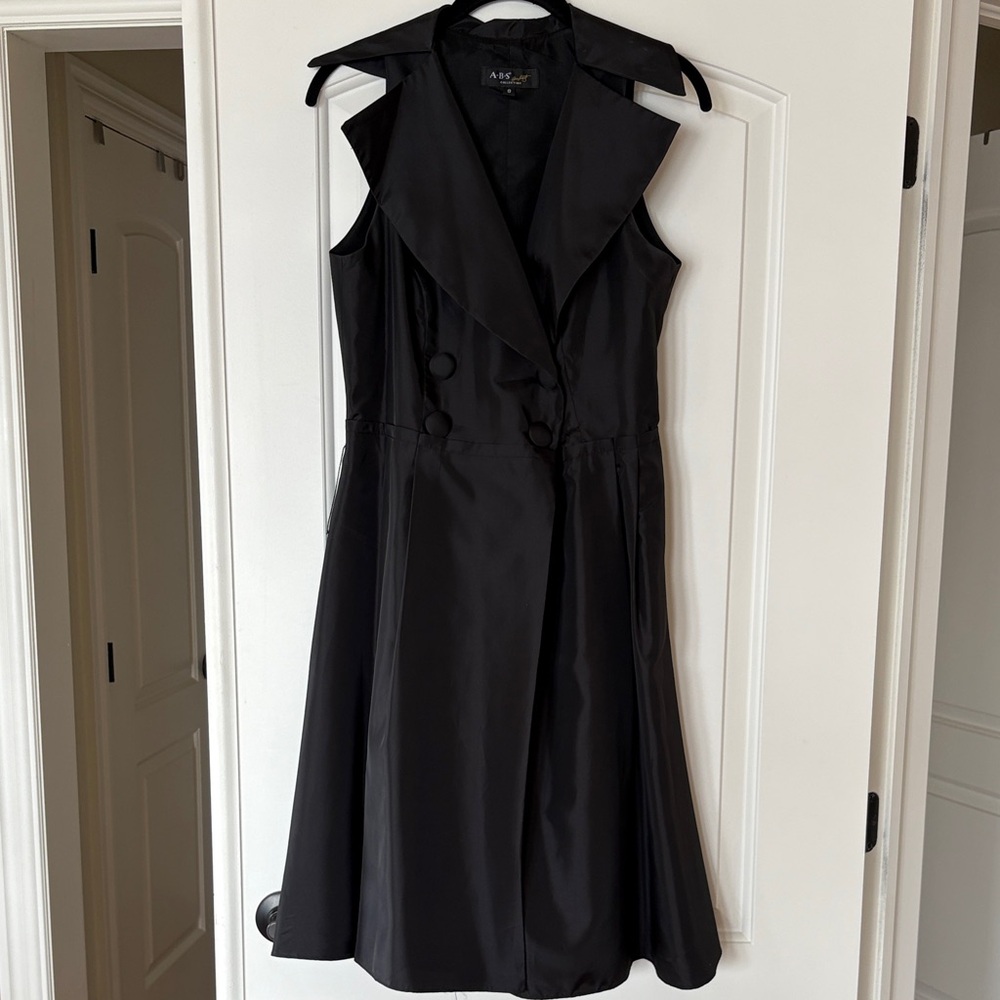 A. Byer Black Midi Dress with Lapel Collar
